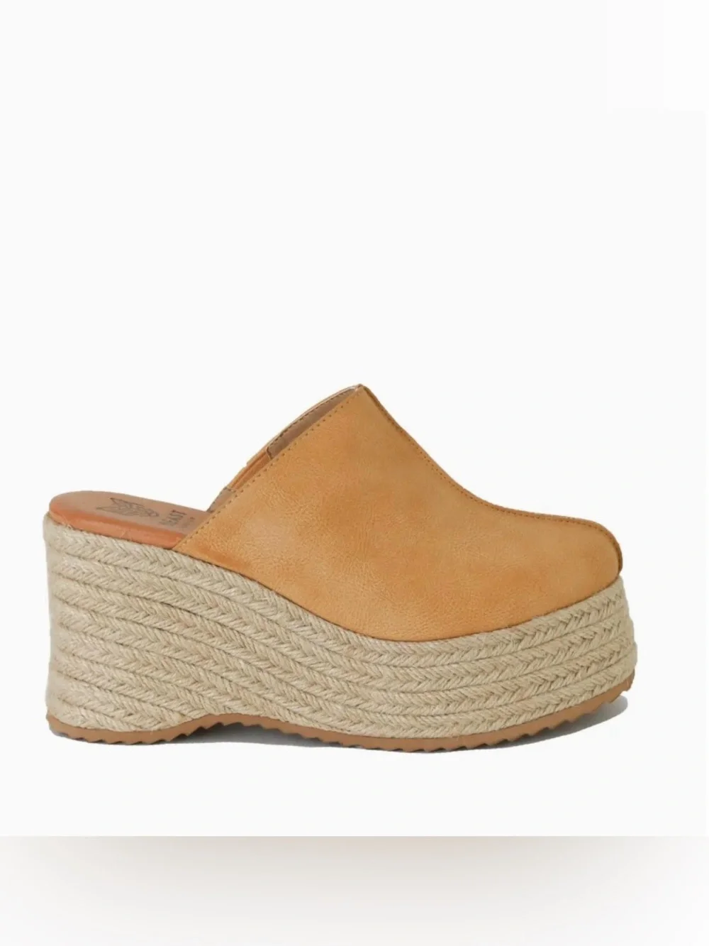 BEAST FASHION Raffia Platform Slide Closed Toe Sandal | NWT